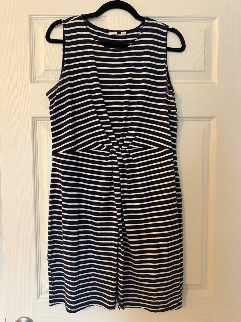 GAP Navy and White Striped Knot-Front Midi Dress